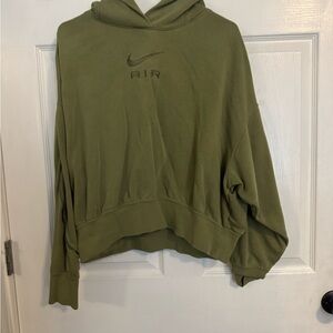 Nike Olive Green Women's Cropped Hoodie Size XS